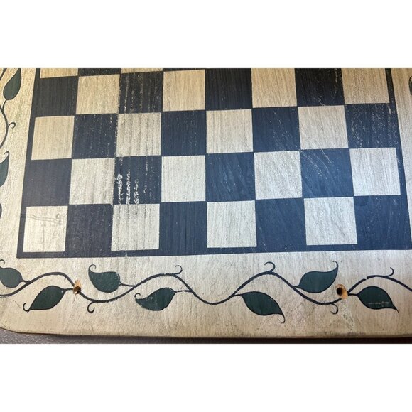 Handcrafted Wood Checkerboard with 2 Pegs Judy Phipps Easter Rabbit Wall Hanging - Picture 8 of 11